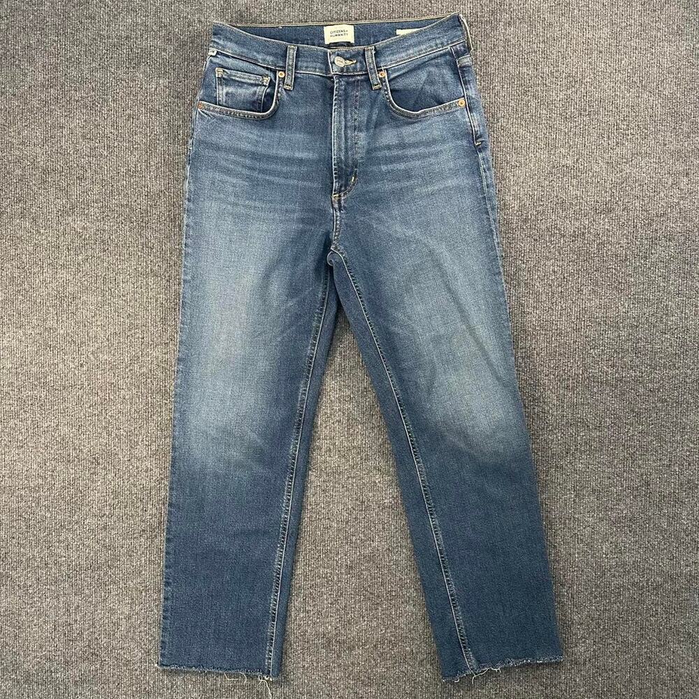 Citizens of Humanity Women's Daphne Crop Jeans Stovepipe Straight Leg Raw Hem 27
